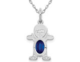 3/5 Carat (ctw) Natural Blue Sapphire Young Boy Charm Pendant Necklace in 14K White Gold with Chain